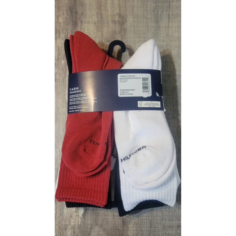 Tommy Hilfiger Mens 5 Pair Cushion Crew Socks Denim Heather TVM261CR01001